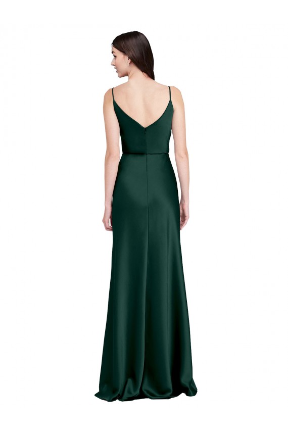 Cheap Fitted Cowl Neck Long Formal Stretch Satin Slip Bridesmaid Dress / Prom Dress with V-Back UK