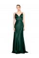 Cheap High V-Neck Long Full Length Sheath Formal Stretch Satin Bridesmaid Dress / Prom Dress UK