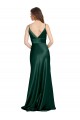 Cheap High V-Neck Long Full Length Sheath Formal Stretch Satin Bridesmaid Dress / Prom Dress UK