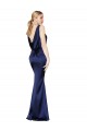 Cheap Sheath High Neck Formal Stretch Satin Bridesmaid Dress / Prom Dress Low Back UK