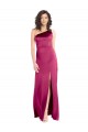 Cheap Sleek One Shoulder A-Line Long Formal Stretch Satin Bridesmaid Dress / Prom Dress with Spaghetti Straps Back UK