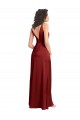 Cheap Faux Surplice Neckline Long Slim A-Line Formal Stretch Satin Bridesmaid Dress / Prom Dress UK
