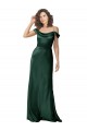 Cheap Off the Shoulder Sleeves Long Formal Stretch Satin Bridesmaid Dress / Prom Dress with Pleated Draped Neckline UK