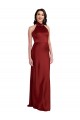 Cheap Backless Halter Long Formal Stretch Satin Bridesmaid Dress / Prom Dress UK