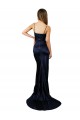 Cheap Pleated Sash Skirt Long Formal Stretch Satin Bridesmaid Dress / Prom Dress with High Slit UK