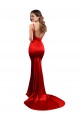 Cheap Long Pleated Formal Stretch Satin Bridesmaid Dress / Prom Dress with High Slit UK