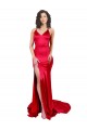 Cheap Mermaid Open Back Long Formal Stretch Satin Bridesmaid Dress / Prom Dress with High Slit UK