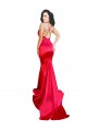 Cheap Mermaid Open Back Long Formal Stretch Satin Bridesmaid Dress / Prom Dress with High Slit UK
