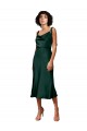 Cheap Spaghetti Straps Tie Shoulders Cowl Neck Short Midi Length Formal Stretch Satin Cocktail Bridesmaid Dress / Prom Dress UK