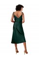 Cheap Spaghetti Straps Tie Shoulders Cowl Neck Short Midi Length Formal Stretch Satin Cocktail Bridesmaid Dress / Prom Dress UK