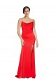 Cheap Low Back Cowl Neck Formal Stretch Satin Bridesmaid Dress / Prom Dress with High Side Slit UK