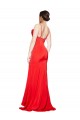 Cheap Low Back Cowl Neck Formal Stretch Satin Bridesmaid Dress / Prom Dress with High Side Slit UK