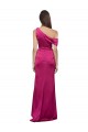 Cheap Off the Shoulder Short Sleeves Formal Stretch Satin Bridesmaid Dress / Prom Dress with Side Slit UK