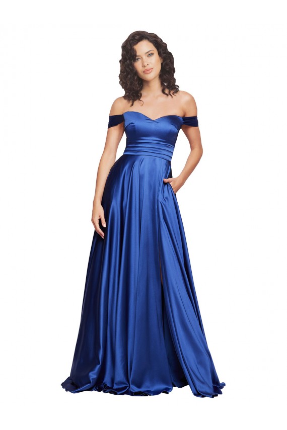 Cheap Ball Gown Off the Shoulder Sweetheart Formal Stretch Satin Bridesmaid Dress / Prom Dress UK