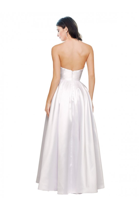 Cheap Full Length Strapless V-Cutout Formal Stretch Satin Bridesmaid Dress / Prom Dress UK