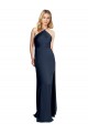 Cheap Halter Neckline Long Formal Stretch Satin Bridesmaid Dress / Prom Dress with Strappy Back and Side Slit UK