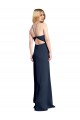 Cheap Halter Neckline Long Formal Stretch Satin Bridesmaid Dress / Prom Dress with Strappy Back and Side Slit UK