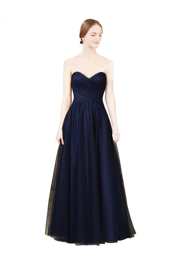 Cheap Draped Bodice Sweeheart Long Tulle Bridesmaid Dress UK