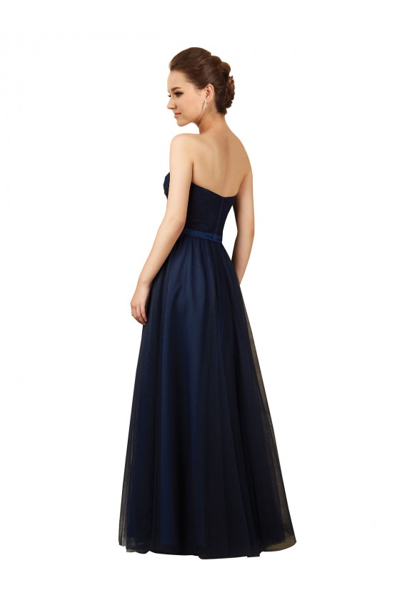 Cheap Elegant Lace and Tulle Long Strapless Bridesmaid Dress UK
