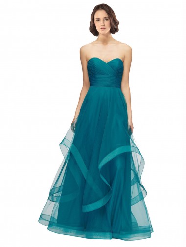 Cheap Sweetheart Tulle Bridesmaid Dress with Wide Waistband UK