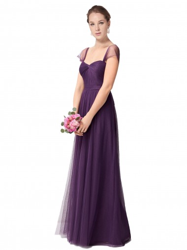 Cheap Full Length Long Tulle Bridesmaid Dress with Sweetheart Neckline UK