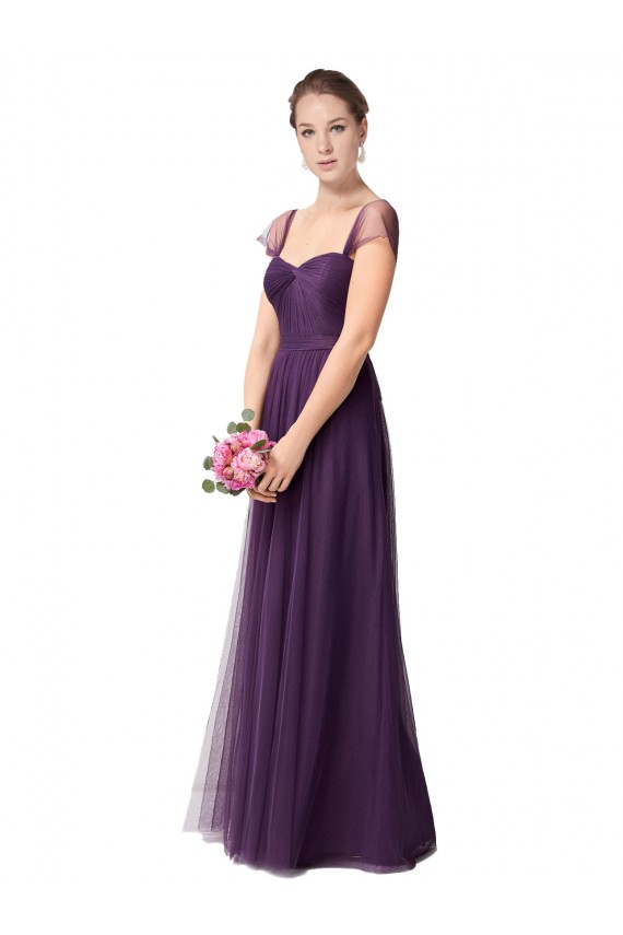 Cheap Full Length Long Tulle Bridesmaid Dress with Sweetheart Neckline UK