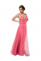 Cheap Flowy A-Line Tulle Bridesmaid Dress with Double Straps and V-Neck UK