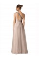 Cheap Illusion One Shoulder Tulle Bridesmaid Dress with Shirred Bodice UK