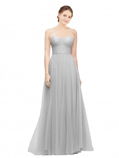 Cheap Long Twisted Sweetheart Neckline Tulle Bridesmaid Dress UK