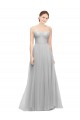 Cheap Long Twisted Sweetheart Neckline Tulle Bridesmaid Dress UK