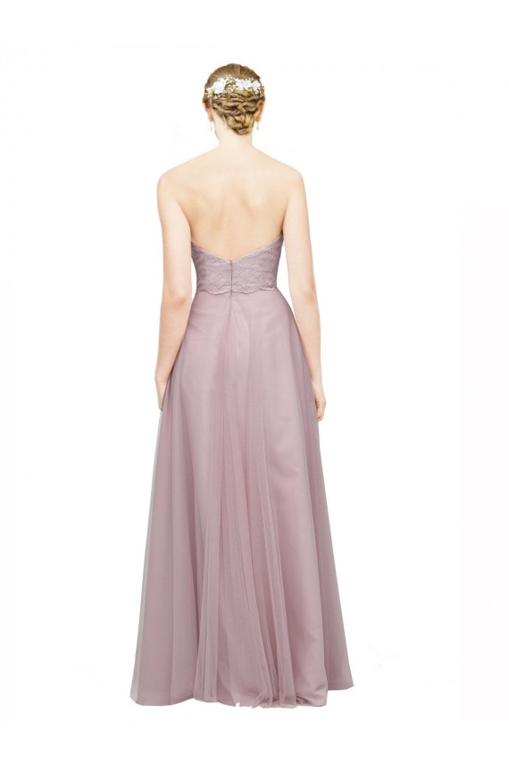 Cheap Sweetheart Neckline Long Tulle Bridesmaid Dress with Lace Bodice UK