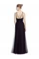 Cheap High Neck Long A-Line Tulle Bridesmaid Dress UK