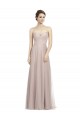 Cheap Long Strapless Tulle Bridesmaid Dress with Pleated Bodice UK