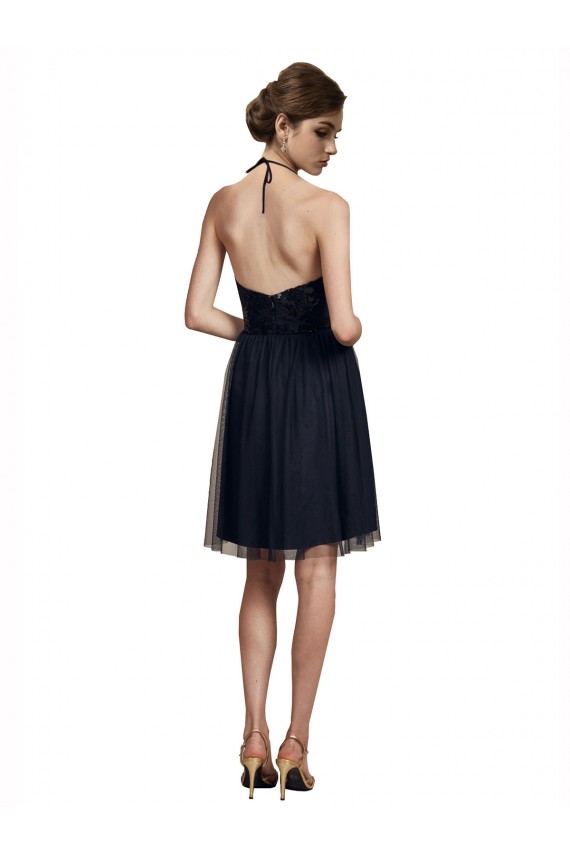 Cheap High Neck Illusion Bodice Bridesmaids Dress UK