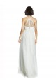 Cheap High Neckline Long Tulle Bridesmaid Dress with Illusion Front UK