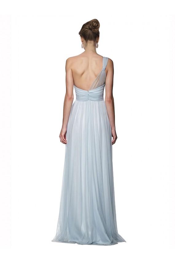 Cheap One Shoulder Illusion Tulle Bridesmaid Dress with Knot Detail UK