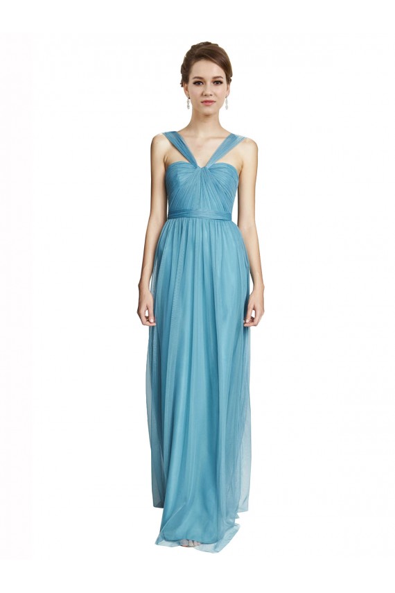 Cheap Floor Length Inverted V-Neck Tulle Bridesmaids Dress UK