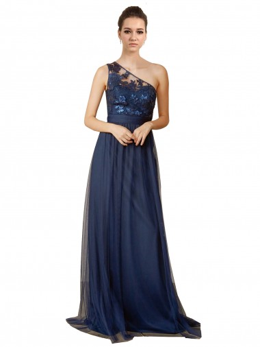 Cheap Sequined Floral Lace Sweetheart Tulle Bridesmaid Dress UK