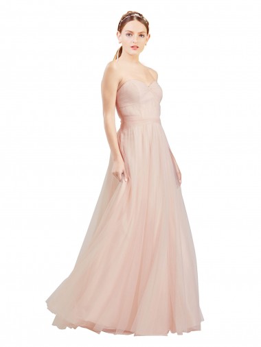 Cheap Floor Length Sweetheart Tulle Bridesmaid Dress with Open Back UK