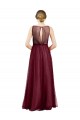 Cheap Sleeveless Boat Neck Long Pearl Tulle Bridesmaid Dress with Keyhole Back UK