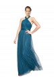 Cheap High Neck Halter Pleated A-Line Tulle Bridesmaid Dress UK