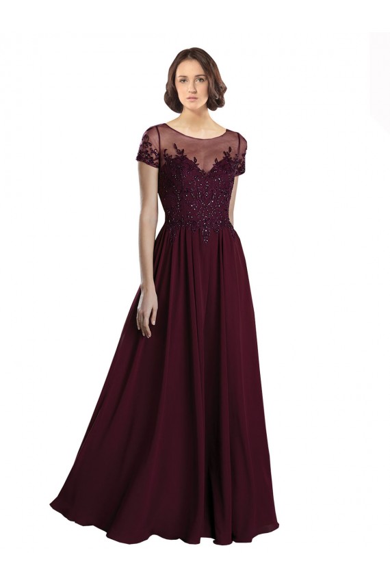Cheap Full Length Beaded and Embroidered Tulle Bodice Long Chiffon Bridesmaid Dress UK