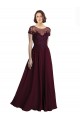 Cheap Full Length Beaded and Embroidered Tulle Bodice Long Chiffon Bridesmaid Dress UK
