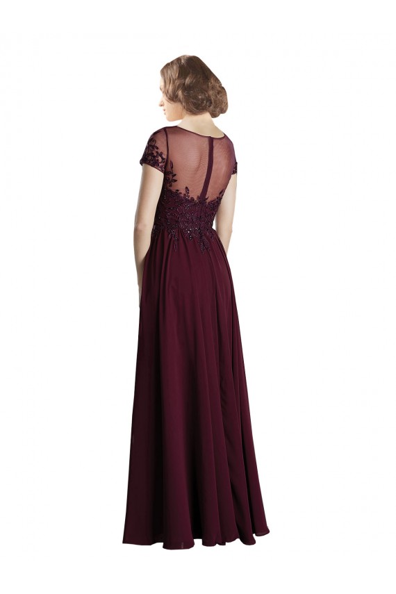 Cheap Full Length Beaded and Embroidered Tulle Bodice Long Chiffon Bridesmaid Dress UK