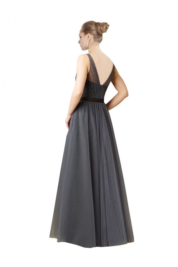 Cheap Sweetheart Long Tulle Bridesmaid Dress with Sash UK