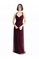 Cheap Long Tulle Bridesmaid Dress with Criss-Cross Bodice and Self Straps UK