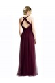 Cheap Long Tulle Bridesmaid Dress with Criss-Cross Bodice and Self Straps UK
