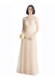 Cheap Full Length Tulle Bridesmaid Dress with Corded Lace Over Sweetheart Neckline UK