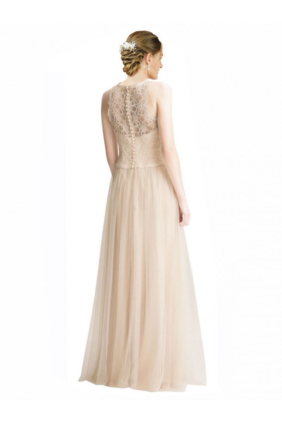 Cheap Full Length Tulle Bridesmaid Dress with Corded Lace Over Sweetheart Neckline UK