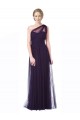 Cheap One Shoulder Long Tulle Bridesmaid Gown with Sheer Netting Strap UK